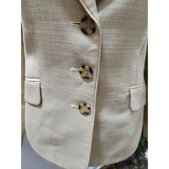 Pendleton Women's Beige Wool Single Breasted Three Buttons Fitted Blazer Size 10 - Picture 2 of 12